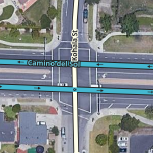Divided road intersecting a 2-way road.png